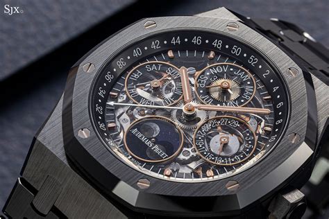 audemars piguet black squelette|audemars piguet skeleton perpetual calendar.